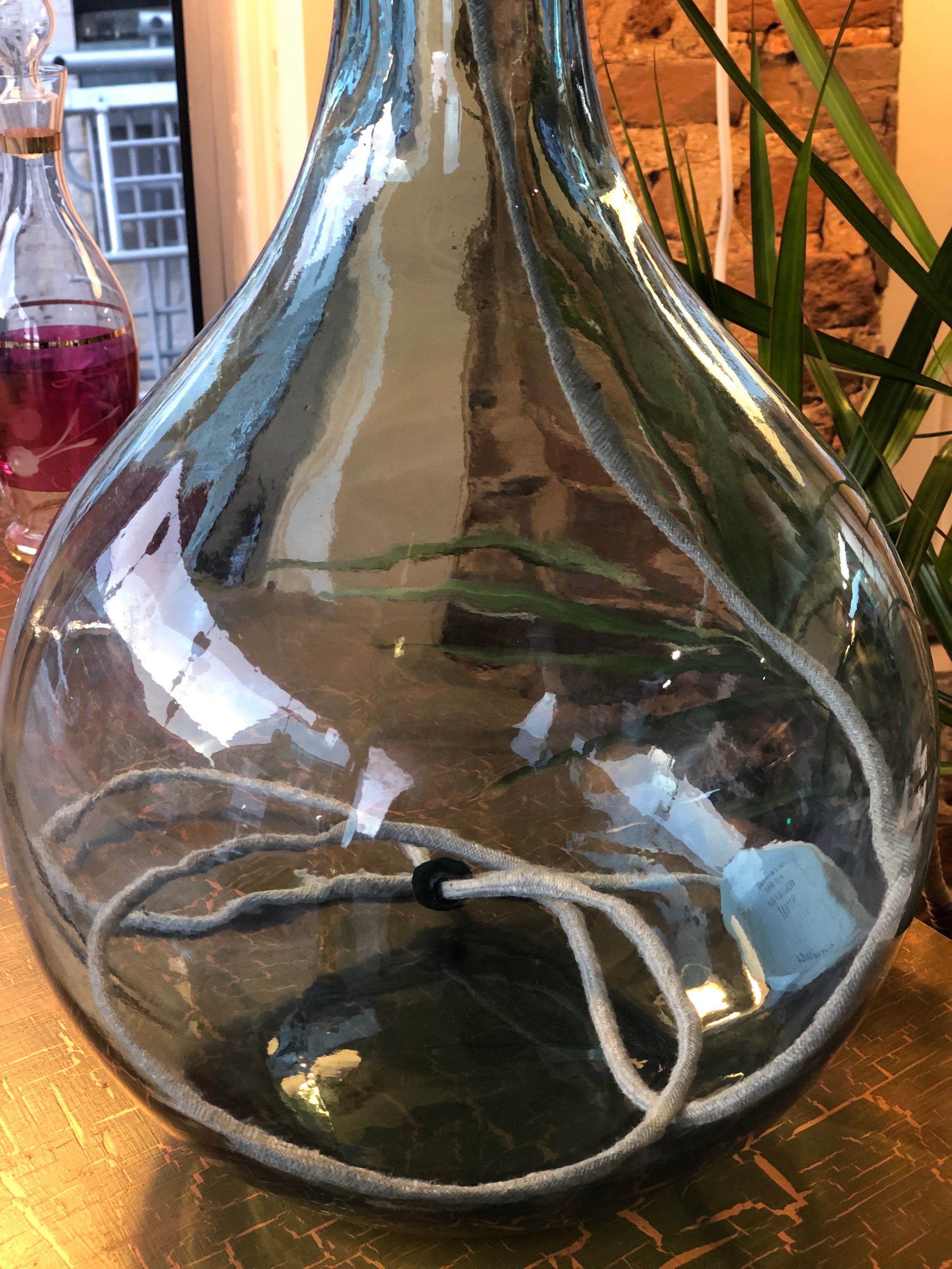 Recycled Glass Lamp Base 49cm Bottle, Glass Bottle Table Lamp Base
