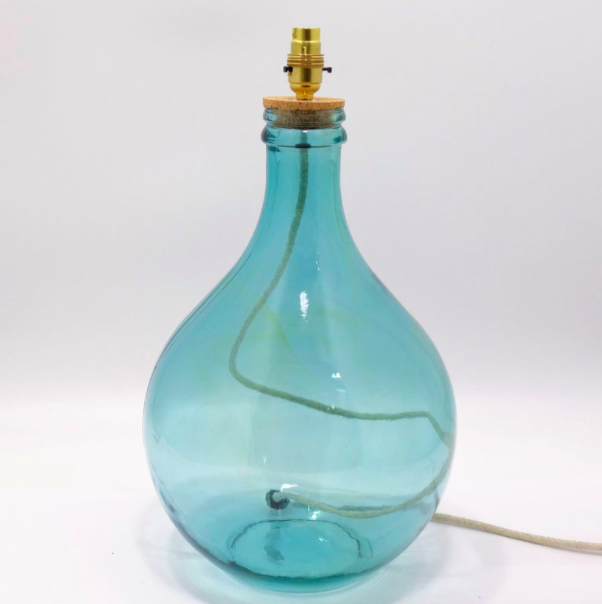 Recycled Glass Lamp Base 49cm Bottle, Green Recycled Glass Lamp Base